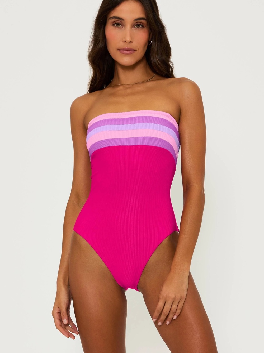 New! Beach Riot Jessa Pink Ribbed  One Piece Swimsuit Size Large 34086